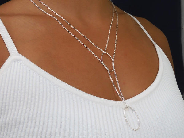 Sterling Silver Double Saturn Necklaces